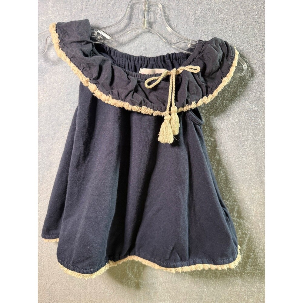 TOMMY BAHAMA Dress/Tunic Girls 18 months blue sleeveless Flare Dot Lace Trim Bow